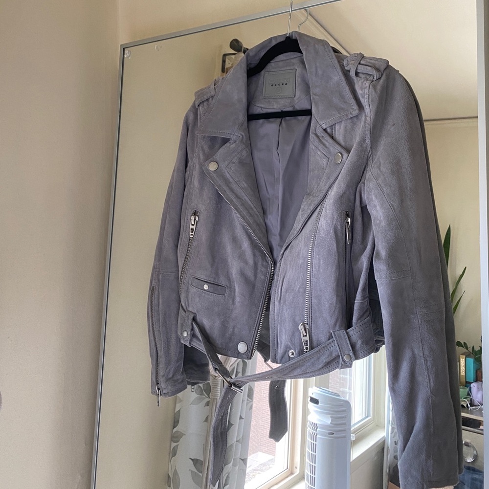 EUC Blank NYC Cloud Grey Suede Moto Jacket